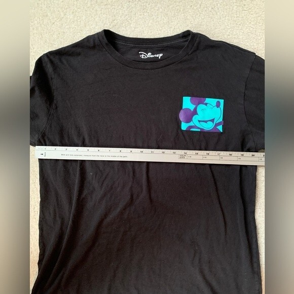 Disney Mickey Mouse Black Turquoise Purple Graphic Crewneck LS T-shirt Adult L - Picture 7 of 10
